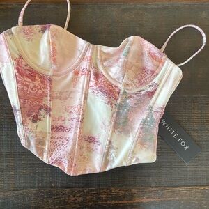 White Fox Boutique Pink and Cream Tank Top Size Small